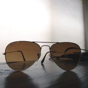 Vintage Ray Ban Aviator Sunglasses #58014 Gold Tone